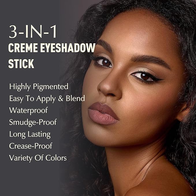 Wugbc Matte Eyeshadow Stick, Dark Rose Brown Cream Eye Shadow Long-Lasting Crease-Proof Eyeliner Pencil High Pigmented Neutral Highlighter Makeup Crayon with Blending Brush & Built-in Sharpener