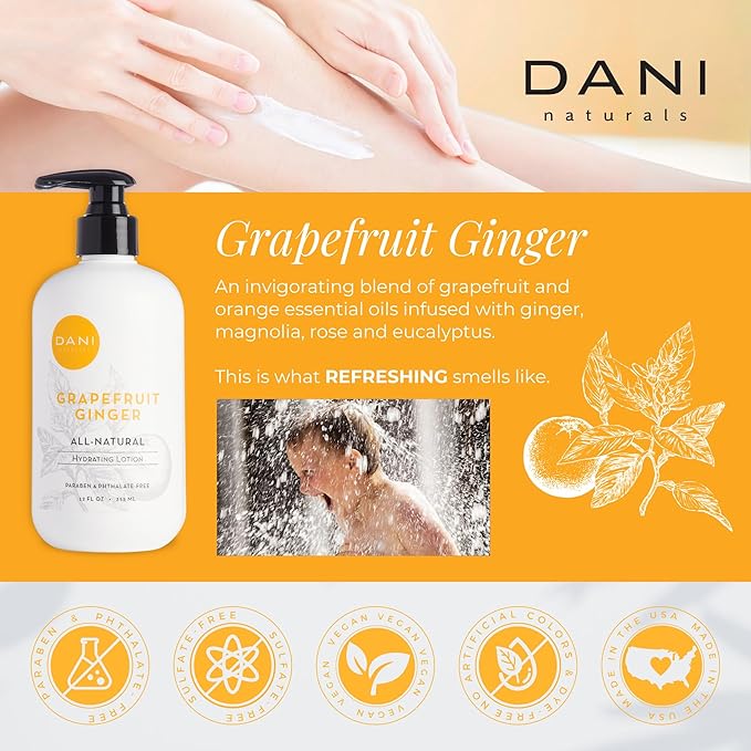 DANI Naturals Grapefruit Ginger Body Lotion, Paraben-Free, Vegan, 12 fl oz