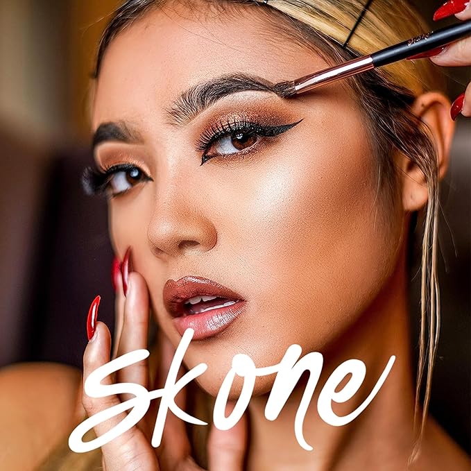 Skone Angled Shadow Brush – Luxe Rose Gold and Black Synthetic Bristles for Seamless Eyeshadow Blending, Professional-Grade Nylon Brush for Precise Shading, Flawless Eye Makeup Application