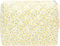 Quilted Makeup Pouch for Women, Travel Cosmetic&Toiletry Bag,Floral Yellow