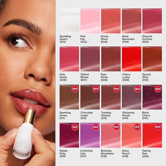 REVLON Super Lustrous Glass Shine Balm, Hydrating Tinted Lipstick, Sheer, Glossy Shiny Finish, 008 Rum Raisin, 0.11 oz