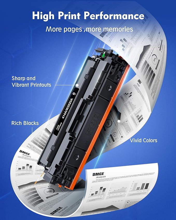 414A Black Toner Cartridge (with Chip) - Comaptible Replacement for HP 414A Black Toner Cartridge, Works with HP Color Laserjet Pro MFP M479fdw M454dw M454dn M455dn M479fdn Printer | W2020A (2 Pack)