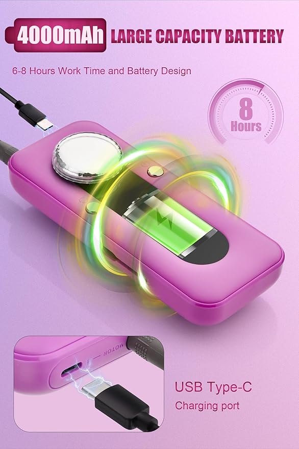 Electric Nail Drill Professional 45000RPM Cordless Electric Nail File Pink