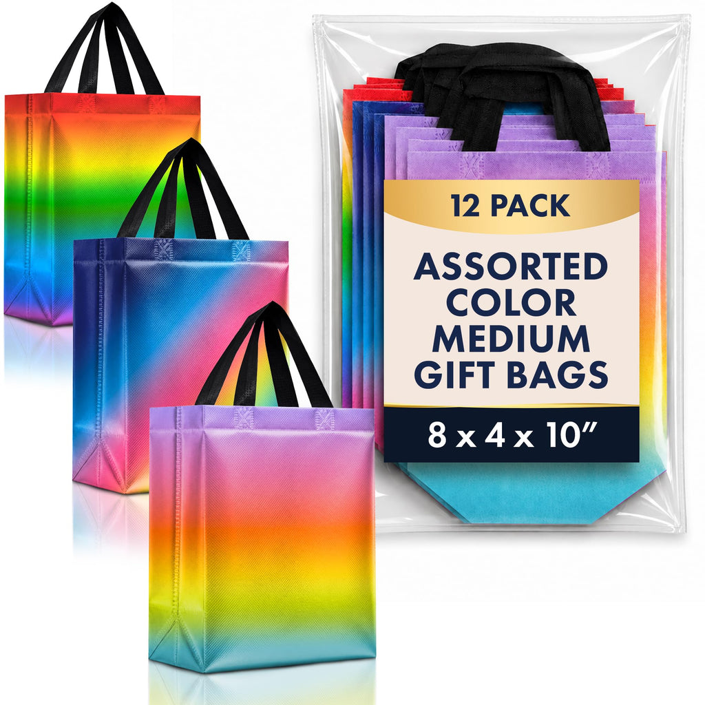 Nush Nush Medium Rainbow Gradient Mix Gift Bags, 8 x 4 x 10, Set of 12