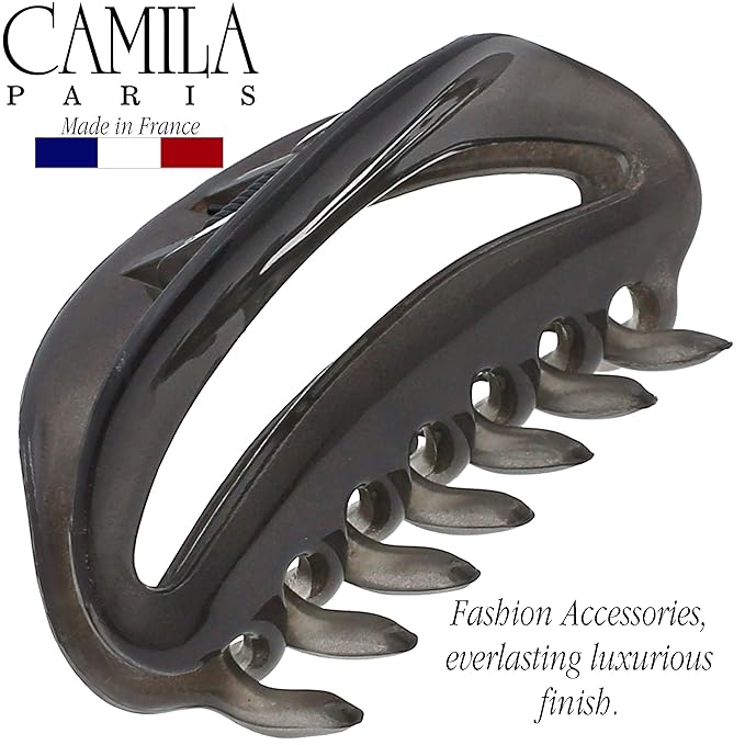Camila Paris CP3080 French Hair Clip for Women, Small Gray, Girls Hair Claw Clips Jaw Fashion Durable Styling Hair Accessories for Women, Strong Hold No Slip Grip, Made in France
