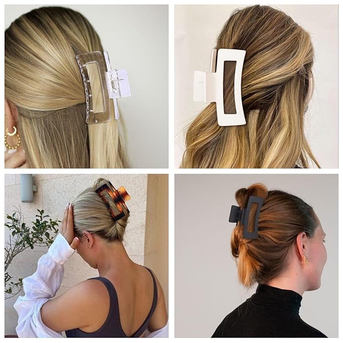 SMKSL 8 Pcs Hair Clips for Women, Medium Small Claw Clips for Thin Thick Curly Hair, Strong Hold & Non-Slip Jaw Clips, Stylish Hair Accessories Ideal Gifts for Women Girls (Transparent)