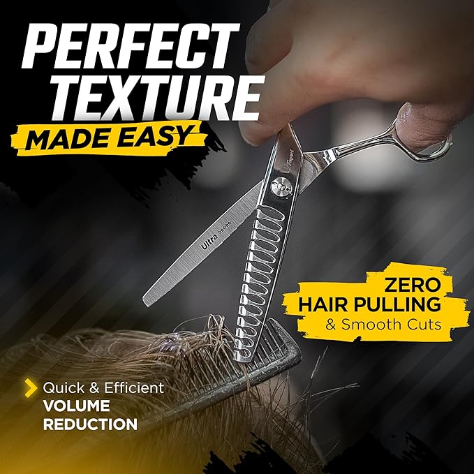 Fagaci Thinning Shears 6 Inch, Texturizing 2x Faster T-Shape Teeth