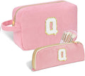 Sernaxi Personalized Initial Makeup Bag Trendy Stuff Corduroy Cosmetic Bag Travel Toiletry Bag, Valentine’s Day Gift Makeup Organizer Case & Makeup Pouch for Women teen Girls Mom Girlfriend Wife