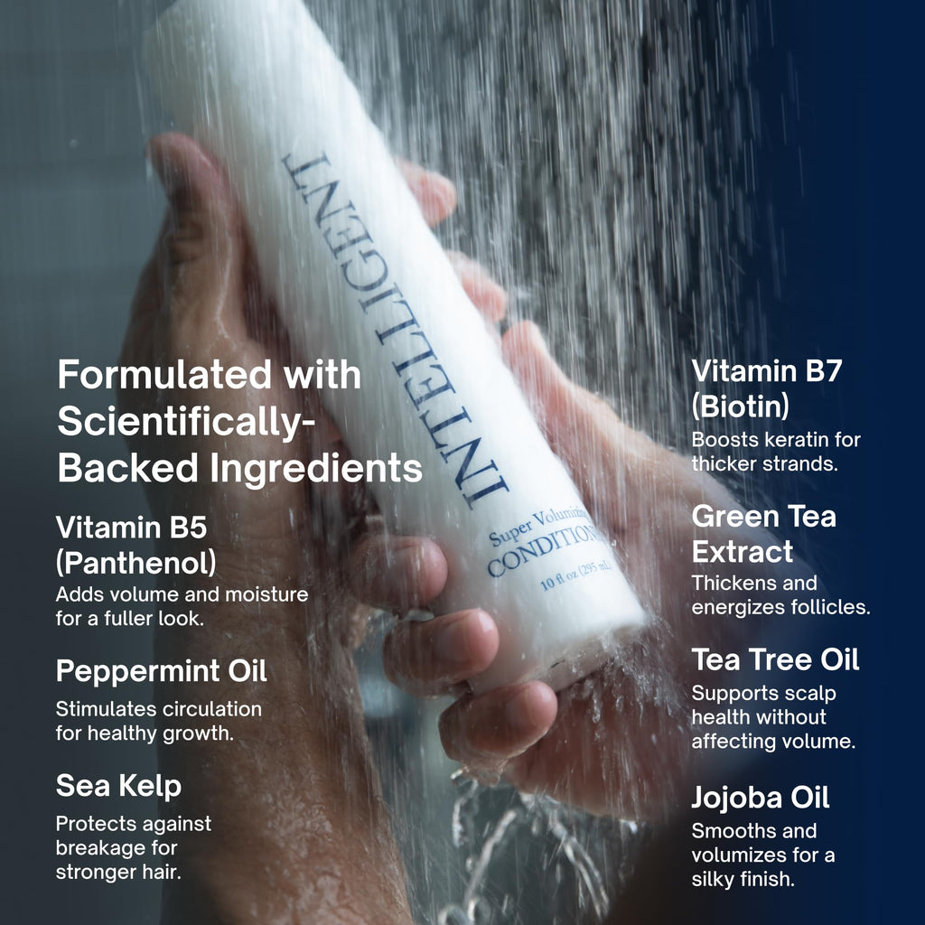 INTELLIGENT Super Volumizing Hair Loss Conditioner - Strengthens Weakened Hair and Maximizes Volume | All Hair Types for Men and Women | 10 fl oz (290 ml)
