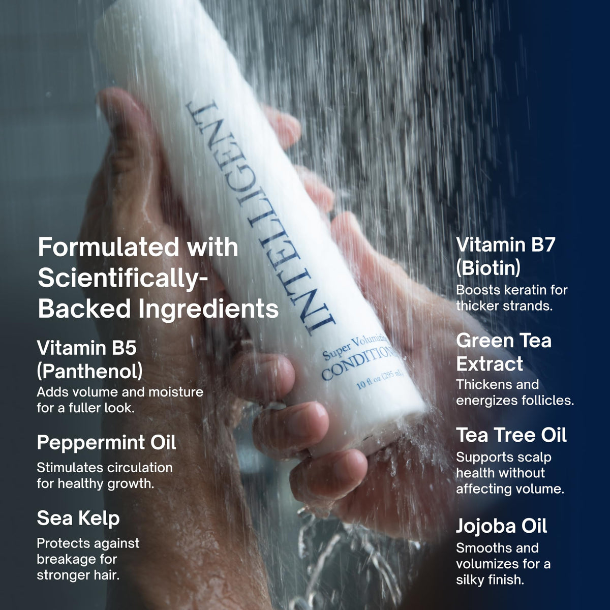 INTELLIGENT Super Volumizing Hair Loss Conditioner - Strengthens Weakened Hair and Maximizes Volume | All Hair Types for Men and Women | 10 fl oz (290 ml)