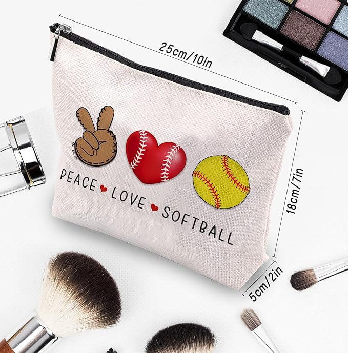 CEASQVAA Softball Cosmetic Bag for Women, Birthday Gifts for Softball Lovers, Coach & Team