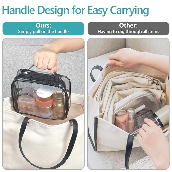 PACKISM Clear Makeup Bag Travel - TSA Approved Toiletry Bag, 2 Pack Black