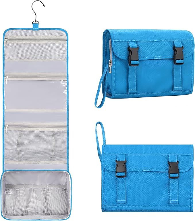 Relavel Travel Hanging Toiletry Bag for Women Men with Hanging Hook, Blue