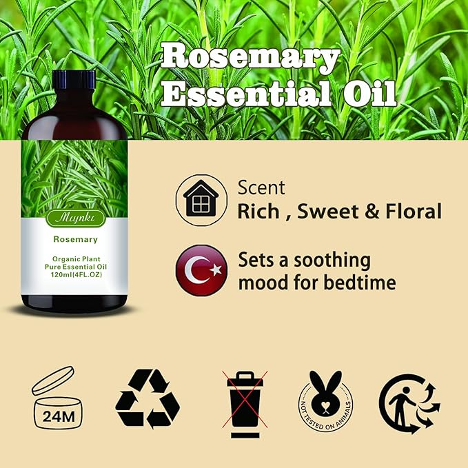 MLYNKL Rosemary Essential Oil,Rosemary Oil for Massage Home,4 fl oz