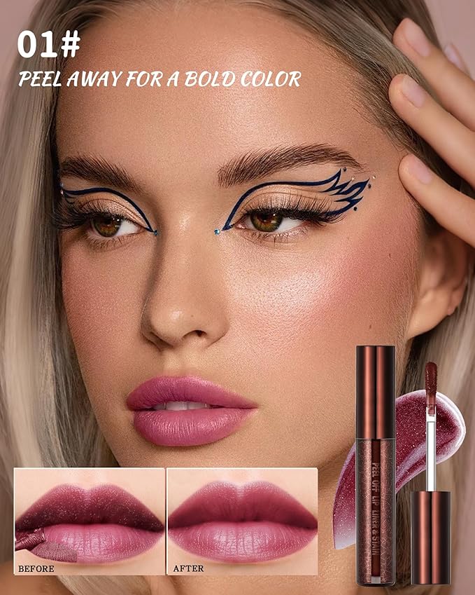 Peel Off Lip Liner Stain, Long Lasting Waterproof Lip Tint Stain Peel Off