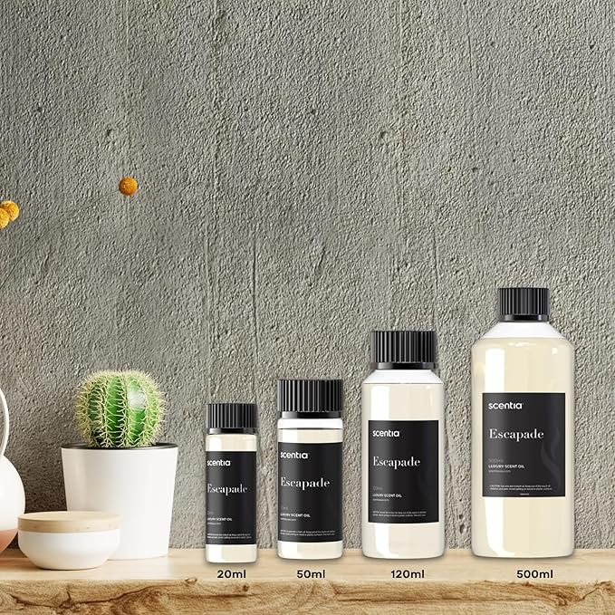 Scentia Escapade Diffuser Oil Refill – Hotel Fragrance Oil Inspired by Ri.tz Carlton – 120 mL – Jasmine, Bergamot & Marine Long-Lasting Scent for Ultrasonic & Waterless Diffusers, Made in USA