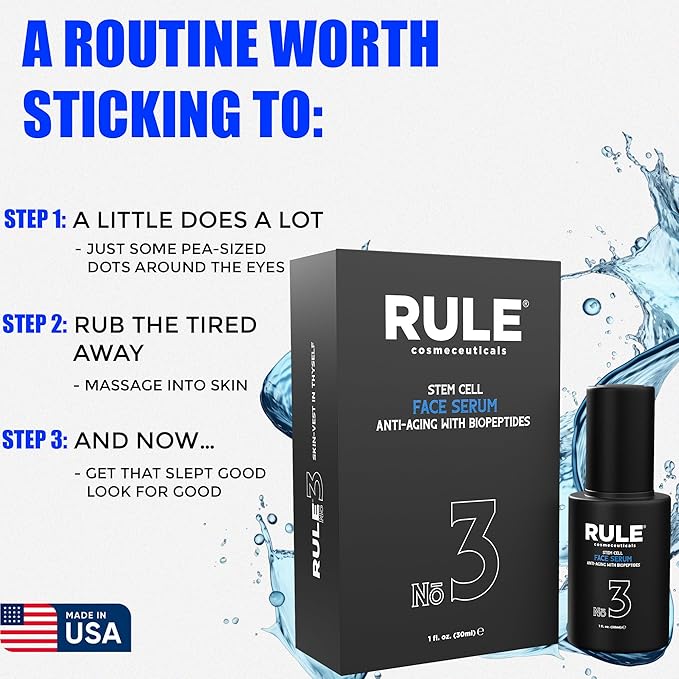 RULE COSMECEUTICALS - No.3 - Facial Serum with Biopeptides & Apple Stem Cells, Face Serums for Anti Aging, Peptide Serum as Skin Toner and Dark Spot Remover for Face, 30 mL