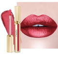 Depuplum Red Lipsticks for Women Metallic Glitter Lipstick Long Lasting