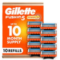 Gillette Fusion5 Power 5-Blade Razor Blade Refills for Men with Precision Trimmer, 10 Count