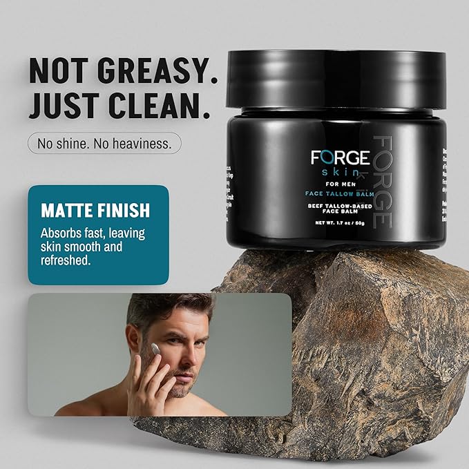 Forge Skin Face Moisturizer for Men Wrinkle Defense Beef Tallow Balm, 1.7oz