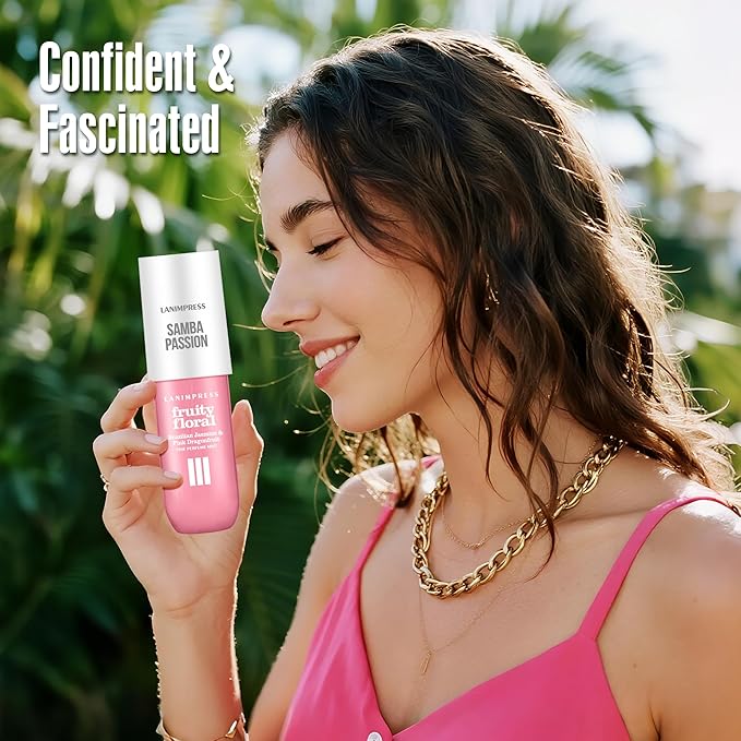 LANIMPRESS 3 FL OZ Hair and Body Fragrance Mist, Eau De Parfum for Women,Sunshine Aroma Perfume No.3, Fruity Floral Scent– With Notes of Pink Dragonfruit,Jasmine, Vanilla,Travel Size Body Spray