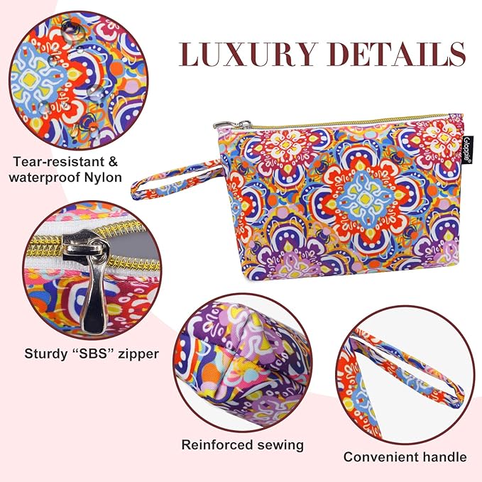 Gloppie Small Makeup Bag for Purse Boho Cosmetic Sunscreen Bags for Women