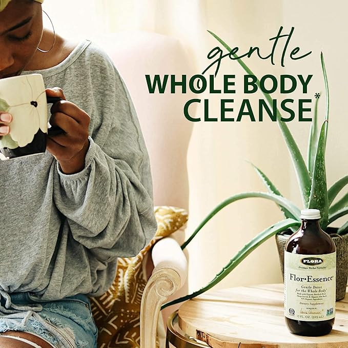 Flora - Flor-Essence - Gentle Detox Tea for a Full-Body Cleanse - Contains Organic Slippery Elm Bark, Rhubarb, Burdock Root & More - Vegan, Non-GMO & Gluten-Free - 32 fl. oz.