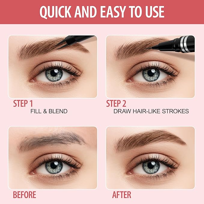 Eyebrow Pencil, 2-in-1 Waterproof Eyebrow Pen, with 2 Tip Microblading Eyebrow Pencil and Ultra-Precise Brow Pencil, with Eyebrow Brush, Eyebrow Pencils for Women, Natural Hair-Like Brows - Soft Brown