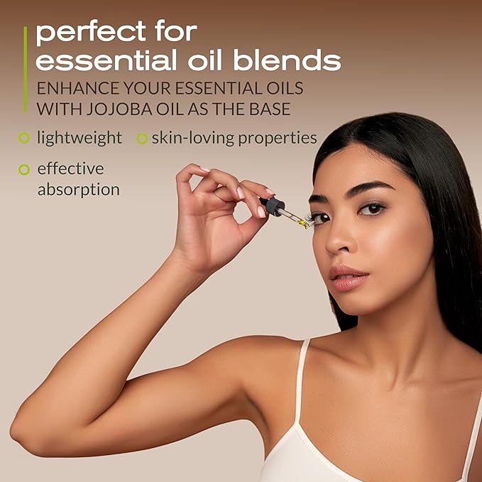 Organic Jojoba Oil, 100% Pure Cold-Pressed for Face, Skin & Hair, 4 Oz
