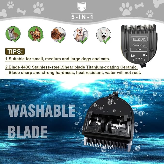 3Pack 5 in 1 Blades Dog Grooming Blade Compatible with Wahl Bravura Clipper