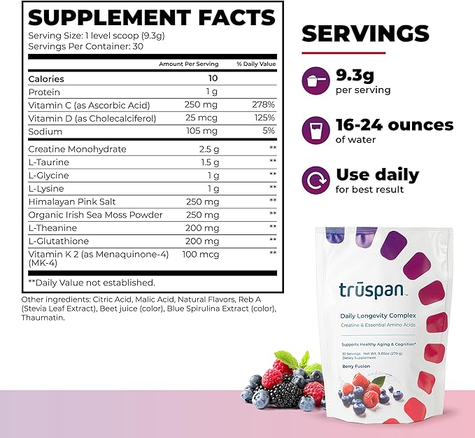 TruSpan Creatine Monohydrate Powder for Men & Women, Micronized Sugar Free