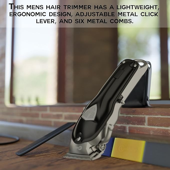 Caliber.44 Magnum FMJ rdless Clipper Kit - Professional Mens Clippers for Hair, Beard and Muache - Rechargeable Grooming Electric Razor – Bundled with Caliber No Slip Clipper Grips,4 Piece Set