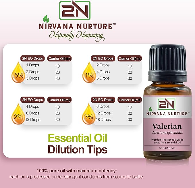 Nirvana Nurture Valerian Essential Oil, 100% Pure Undiluted, Aromatherapy Oil for Diffuser, Hair & Skin Care