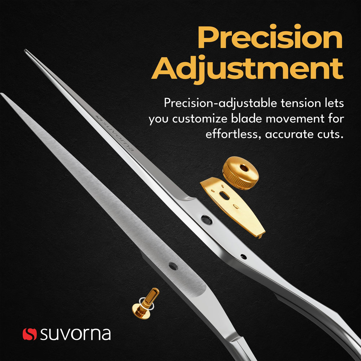 Suvorna 6.5" Hair Cutting Scissors for Professionals, Barbers - Hair Shears for Cutting, Trimming, Grooming, Precision - Extremely Sharp Razor Edge - Made With Japanese Stainless Steel for Men, Women.