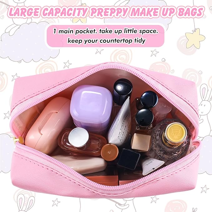 Initial Makeup Bag Personalized Preppy Travel Small Cosmetic Bag Cute PU Pink Chenille Letter Makeup Pouch for Purse Waterproof Zippered Toiletry Organizer for Women Girls Kids Friends (G)