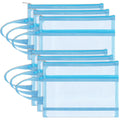 Fassave 6 Pack Mesh Zipper Pouch Bags, Double Layer Nylon Pouch with Handle for Office Travel Organization (Blue, A4)