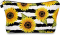 Aiphamy Cute Travel Makeup Bag Cosmetic Bag Small Pouch Gift for Women (Stripes Sunflowers)