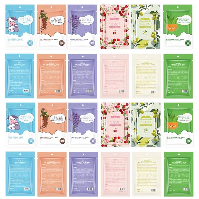 GUOYAOLIFU 12 Pack Sheet Face Masks Skincare for Women,Hydrating Face Masks Suitable for Dry Sensitive Skin,Bulk Facial Mask Gifts Set for Skin Care,Home Skincare Spa for All Skin Types
