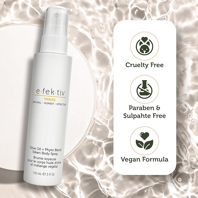 e.fek.tiv beauty Olive Oil Plus Phyto Blend Silken Body Spray - Everyday Skin Oil - Body Oil After Shower - Deep Moisturizing - Sulfate-free - Vegan - Unisex - 5 oz