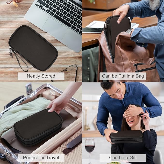 FYY Electronic Organizer, Travel Tech Pouch Bag, Medium, Coffee