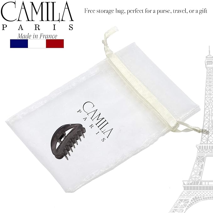 Camila Paris CP3080 French Hair Clip for Women, Small Gray, Girls Hair Claw Clips Jaw Fashion Durable Styling Hair Accessories for Women, Strong Hold No Slip Grip, Made in France