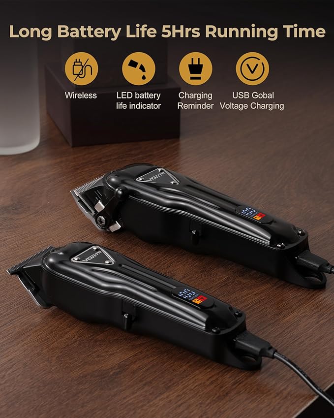 Electric Hair Clippers for Men, Cordless Clipper and Trimmer Set, Clippers for Hair Cutting Kit with Long Battery Life, Hair Grooming Trimmer for Family Kids and Self-Haircut Use