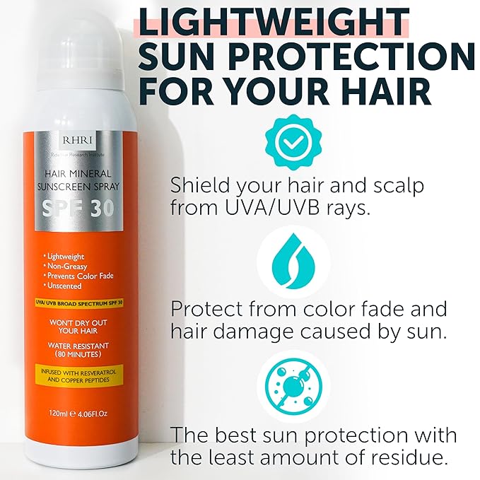 SPF 30 Hair Sunscreen Spray for Scalp & Hair Non Greasy UV Protection