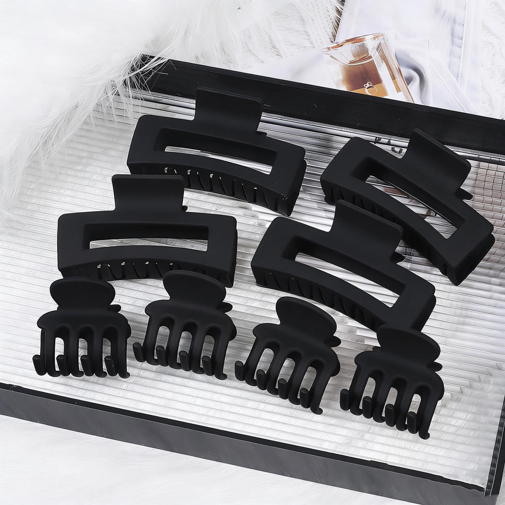 SMKSL Medium Hair Clips for Women 8 Pcs Small Claw for Thin and Thick Hair 2 Styles Clips for Hair Combination Rectangle Jaw Clips Hair Accessories for Women and Girls (Black)
