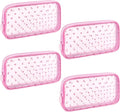 Sinzip 4 Pieces Mini Zipper Nylon Mesh Pouch, Mesh Cosmetic Bags Makeup Bags, Multipurpose Travel Toiletry Bags for Office Supplies and Travel Accessories (Heart Print-Pink, M)