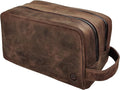 Leather Travel Toiletry Bag for Men, Full Grain Cosmetic Dopp Kit Organizer