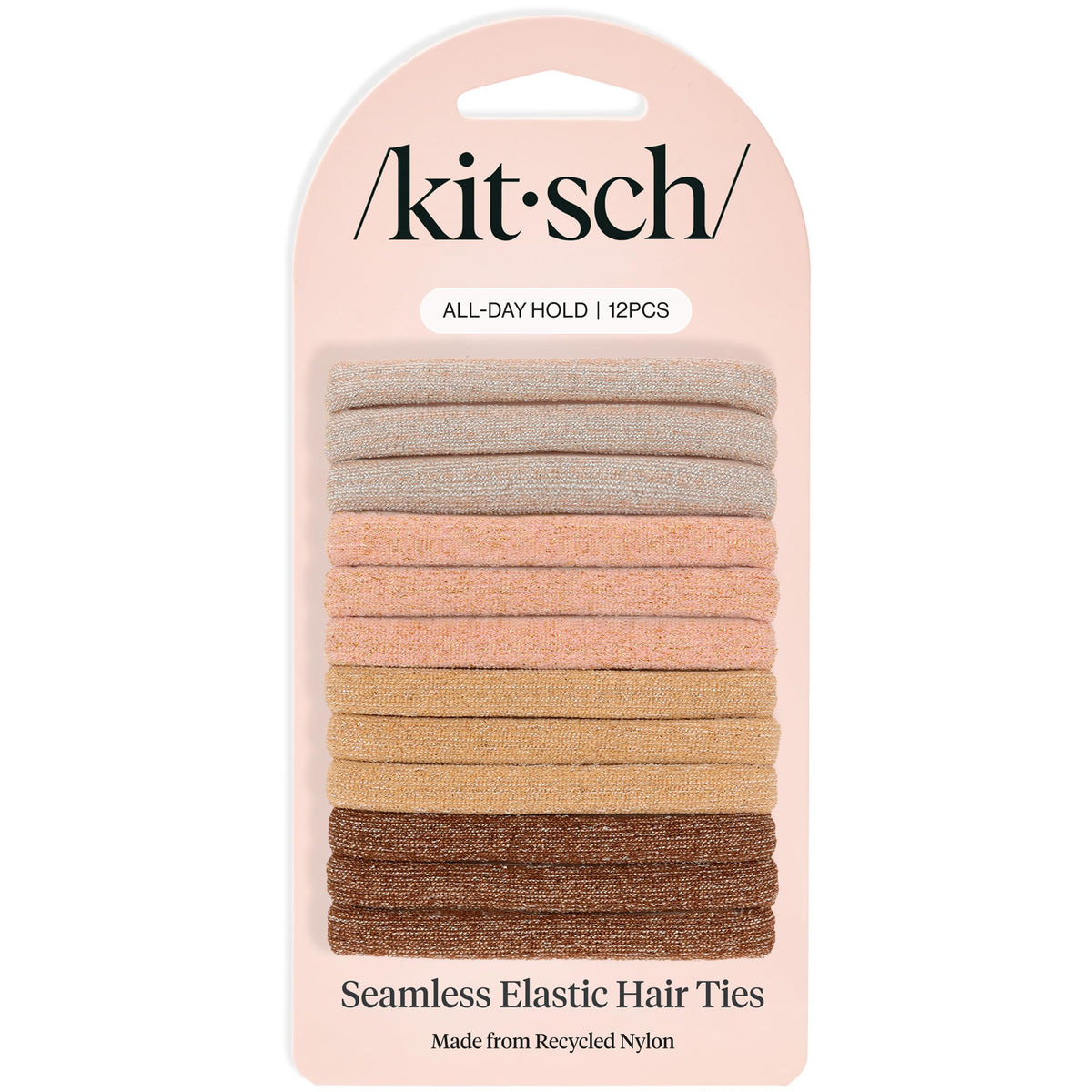 Kitsch Elastic Hair Ties No Damage | Stretchable Hair Bands - Black, 6pcs