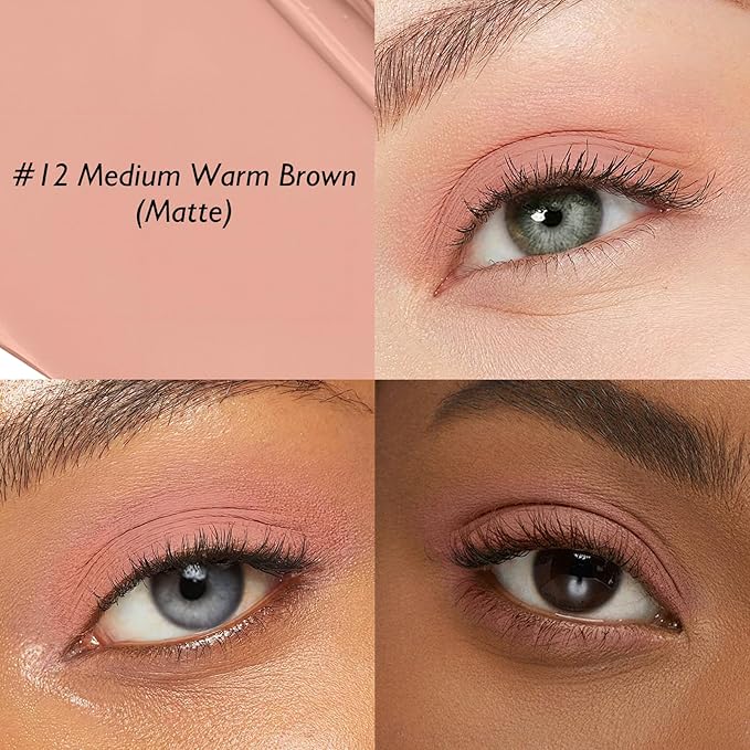 Wugbc Eyeshadow Stick Medium Warm Brown, Matte Cream Eye Shadow Stick Waterproof Neutral Eyeliner Brightener Pencil Long-Lasting Eye Highlighter Makeup for Older Women Easy to Use High Pigmented