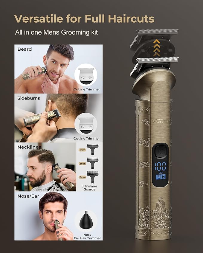 VGRPRO Hair Clippers for Men Professional, Cordless Clipper and Trimmer Set