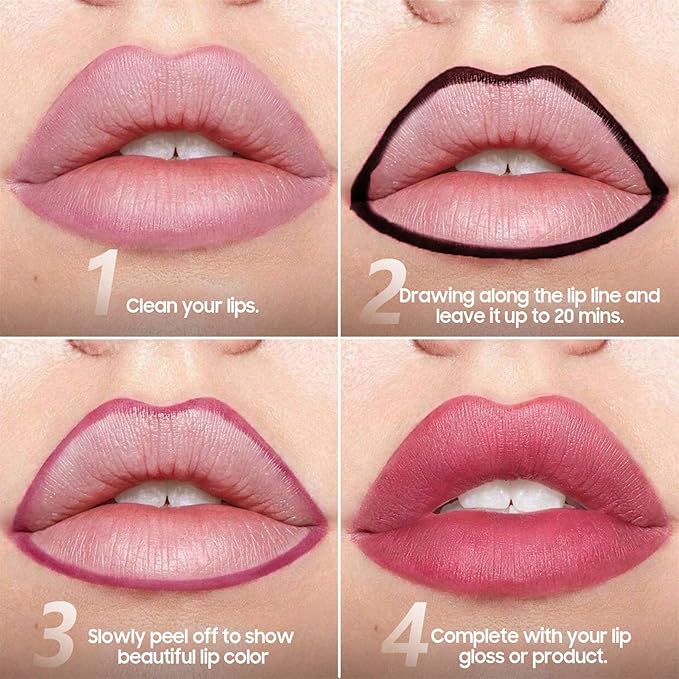 Anguishil Lip Liner Stain Peel off - Waterproof & Long Lasting Peel Lip Stain Non-Stick Cup, Enhancing Complexion & Nourishing for All Skin Types, Create A Natural Lip Color (Coral)